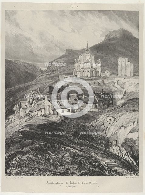 Abside extérieur de l'église Saint-Nectaire, 1831. Creator: Godefroy Engelmann.