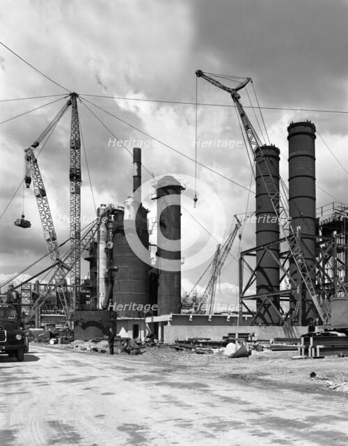 Absorption towers being installed, Coleshill Coal preparation plant, Warwickshire, 1962.6th July Artist: Michael Walters
