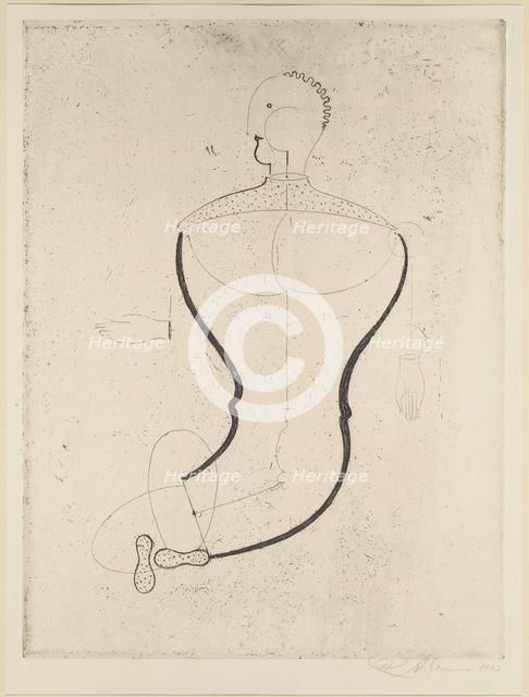 Abstract figure to the left, 1923. Creator: Schlemmer, Oskar (1888-1943).