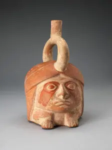 Abstract Portrait Vessel of a Ruler with Painted Face Resting on Feet, 100 B.C./A.D. 500. Creator: Unknown