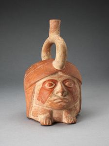 Abstract Portrait Vessel of a Ruler with Painted Face Resting on Feet, 100 B.C./A.D. 500. Creator: Unknown