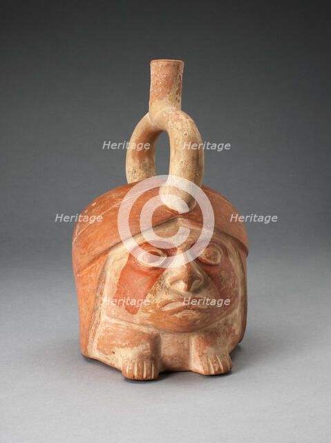 Abstract Portrait Vessel of a Ruler with Painted Face Resting on Feet, 100 B.C./A.D. 500. Creator: Unknown.