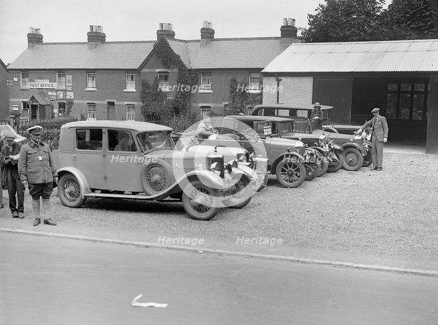 AC Acedes saloon of Mrs V Bruce and Amilcar of P Saltmarshe, Bournemouth Rally, 1928. Artist: Bill Brunell.