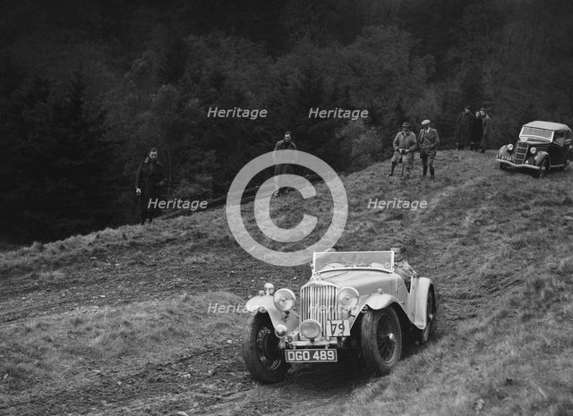 AC of LP Jaques competing in the MCC Edinburgh Trial, Roxburghshire, Scotland, 1938. Artist: Bill Brunell.