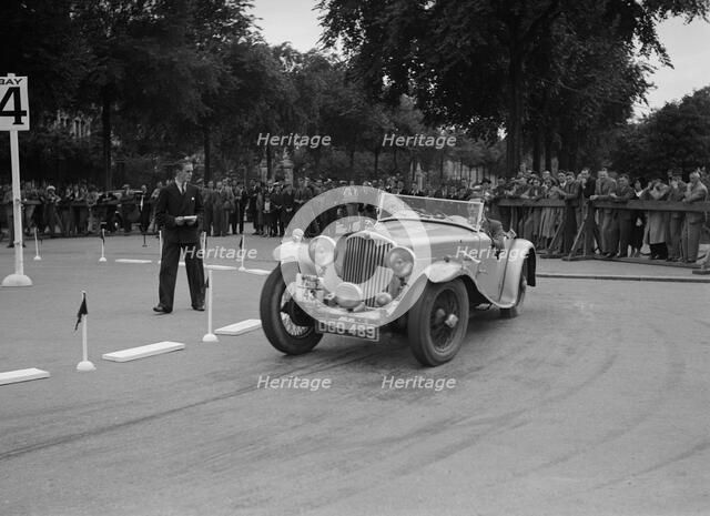 AC of LP Jaques competing in the South Wales Auto Club Welsh Rally, 1937 Artist: Bill Brunell.