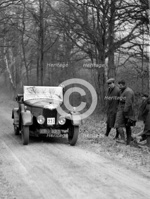 AC tourer competing in the Sunbeam Motor Car Club Bognor Trial, 1929. Artist: Bill Brunell.