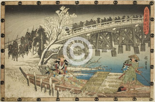 Act 11, Part 1: The Approach to the Night Attack (Juichidanme ichi, yochi oshiyose)..., c. 1834/39. Creator: Ando Hiroshige.