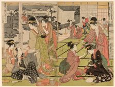 Act Eleven from the series "The Chushingura Drama Parodied by Famous Beauties (Komei..., c. 1794/95. Creator: Kitagawa Utamaro