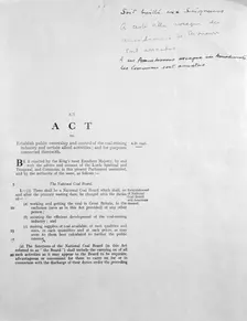 Act for The National Coal Board, 1946. Creator: Unknown
