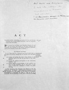 Act for The National Coal Board, 1946. Creator: Unknown