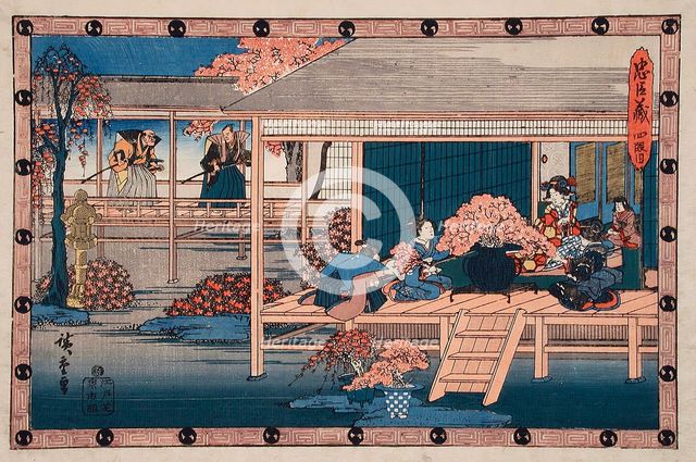 Act IV: Envoys from the Shogun Approach Lady Kaoyo and Group at Enya's..., between c1835 and c1839. Creator: Ando Hiroshige.