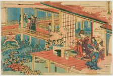 Act IV (Yodanme), from the series Treasury of the Forty-Seven Loyal Retainers (Kanadehon... c1803. Creator: Hokusai