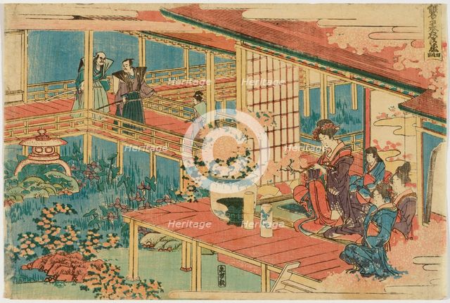 Act IV (Yodanme), from the series Treasury of the Forty-Seven Loyal Retainers (Kanadehon... c1803. Creator: Hokusai.