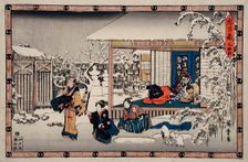 Act IX: Honzo's Suicide in Front of His Family; Yuranosuke Dressed as a..., between c1835 and c1839. Creator: Ando Hiroshige