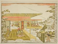 Act IX (Kudanme), from the series "Perspective Pictures of the Storehouse of Loyal..., c. 1791/94. Creator: Kitao Masayoshi