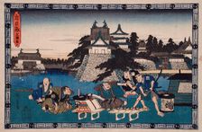 Act III: Bannai, Retainer of Moronao, with List of Presents to Appease..., between c1835 and c1839. Creator: Ando Hiroshige