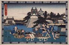 Act III: Bannai, Retainer of Moronao, with List of Presents to Appease..., between c1835 and c1839. Creator: Ando Hiroshige