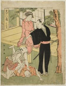 Act Seven: The Ichiriki Teahouse from the Play Chushingura (Treasury of the Forty-seven..., c1795. Creator: Katsukawa Shun'ei