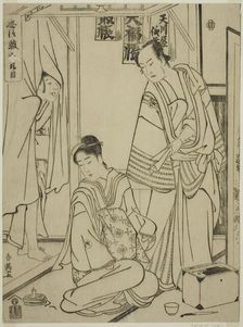 Act Ten: The Amakawaya House from the play Chushingura (Treausry of the..., early 1790s. Creator: Katsukawa Shun'ei