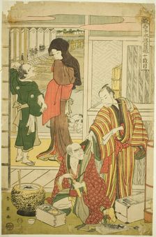 Act Ten: Amakawaya House from the play Kanadehon Chushingura, 1807. Creator: Katsukawa Shun'ei