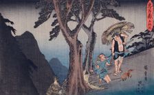 Act V: Yoichibei, Father of Okaru, Being Robbed of the Money from Her..., between c1835 and c1839. Creator: Ando Hiroshige