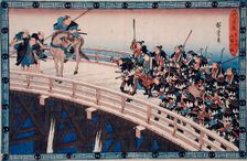 Act XI Fifth Episode (Actually Fourth): Ronin Stopped from Crossing..., between c1835 and c1839. Creator: Ando Hiroshige