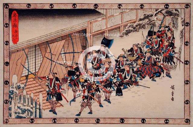 Act XI Second Episode: Ronin Breaking into the Inner Building of..., between c1835 and c1839. Creator: Ando Hiroshige.