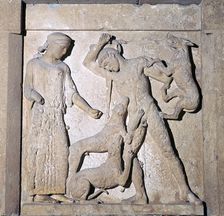 Actaeon being devoured by Artemis dogs, 5th century BC