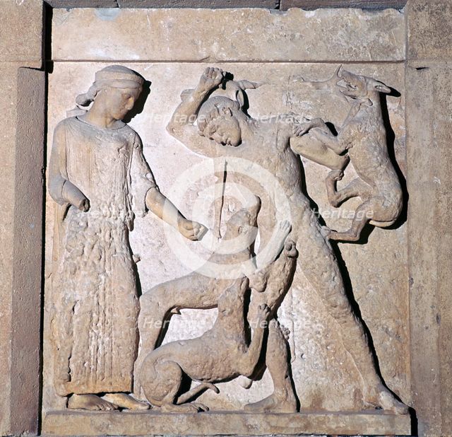 Actaeon being devoured by Artemis' dogs, 5th century BC. Artist: Unknown