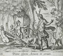 Actaeon Changed into a Stag, published 1606. Creators: Antonio Tempesta, Wilhelm Janson