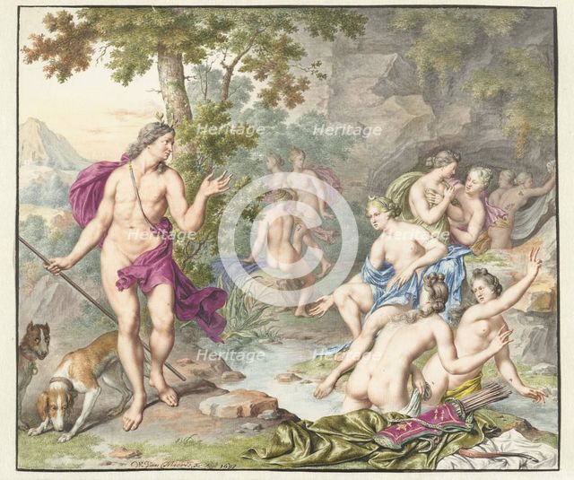 Actaeon surprises Diana and her companions, 1693. Creator: Willem van Mieris.