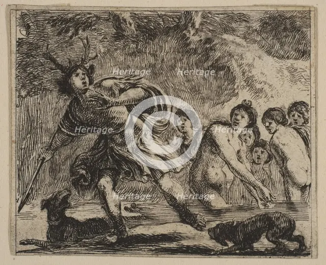 Acteon, from 'Game of Mythology' (Jeu de la Mythologie), 1644. Creator: Stefano della Bella.