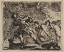 Acteon, from Game of Mythology (Jeu de la Mythologie), 1644. Creator: Stefano della Bella