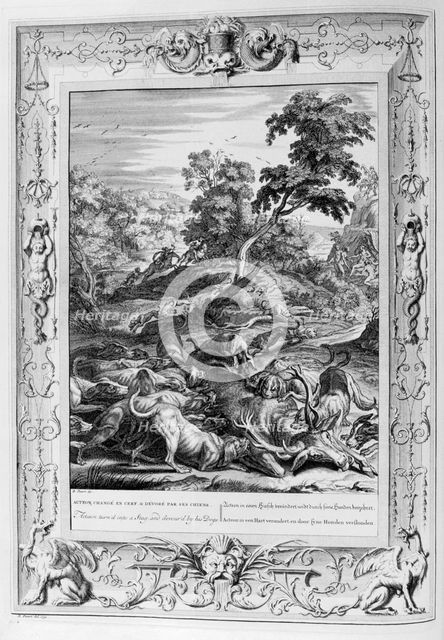'Acteon turn'd into a Stag, and devour'd by his dogs', 1733. Artist: Bernard Picart