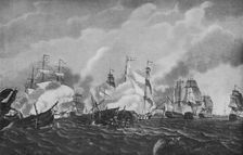 Action off San Domingo c1807. Artist: Richard Harraden