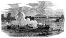 Action between a large Chinese Row-Galley and a small Cutter of H.M.S. "Amethyst"..., 1858. Creator: Unknown