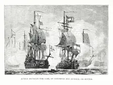 Action between the Earl of Sandwich and Admiral de Ruyter, 1672, (1896). Creator: Unknown