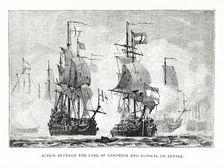 Action between the Earl of Sandwich and Admiral de Ruyter, 1672, (1896). Creator: Unknown