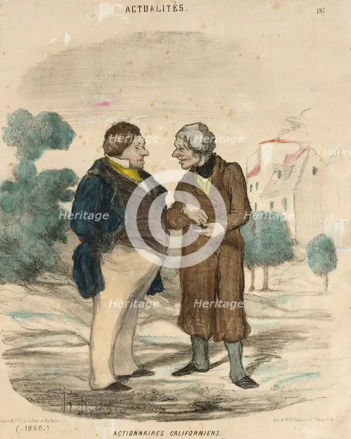 Actionnaires Californiens, 1850. Creator: Honore Daumier.