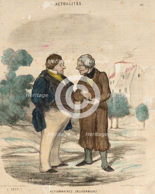 Actionnaires Californiens, 1850. Creator: Honore Daumier.