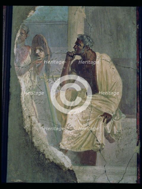 Actor and mask, fresco from the house of the Tragic Poet at Pompeii.