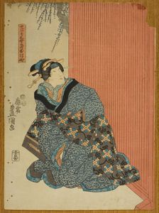 Actor Bando Shuka I as Jujibei's Wife Ohaya (Jujibei nyobo Ohaya), c. 1848. Creator: Utagawa Kunisada