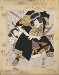 Actor Ichikawa Danjuro VII in the role of Benkei fighting against Yoshitsune, c1830. Creator: Kuniyoshi, Utagawa (1797-1861)