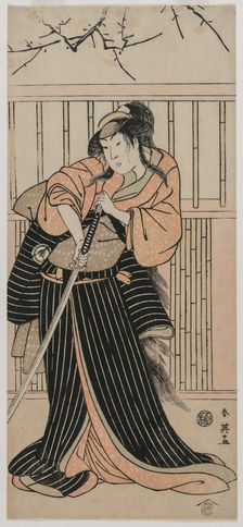 Actor Iwai Hanshiro IV as a Young Woman with a Sword, 1791. Creator: Katsukawa Shunei (Japanese, 1762-1819)