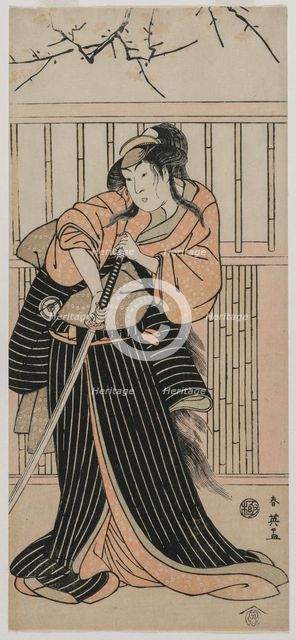 Actor Iwai Hanshiro IV as a Young Woman with a Sword, 1791. Creator: Katsukawa Shunei (Japanese, 1762-1819).