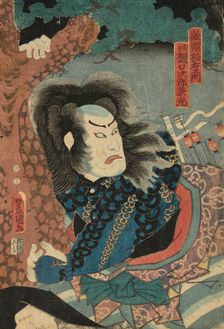 Actor Nakamura Utaemon IV as the Boatman Matsuemon, actually Higuchi Jiro Kanemitsu..., 1849. Creator: Utagawa Kunisada