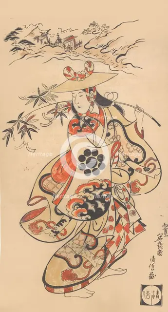 Actor Sawamura Kodenji as a Woman at the Time of the Tanabata Festival, 1698. Creator: Torii Kiyonobu I.