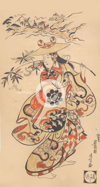 Actor Sawamura Kodenji as a Woman at the Time of the Tanabata Festival, 1698. Creator: Torii Kiyonobu I.