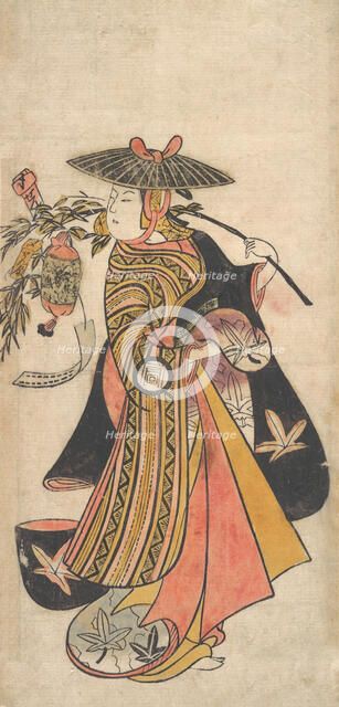 Actor Sanogawa Ichimatsu (1722-1763) as a Courtesan during the Tanabata Festival, ca. ..., ca. 1730. Creator: Okumura Toshinobu.