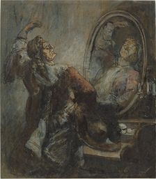 Actor Posing in Front of a Mirror, 1870s?. Creator: Honore Daumier